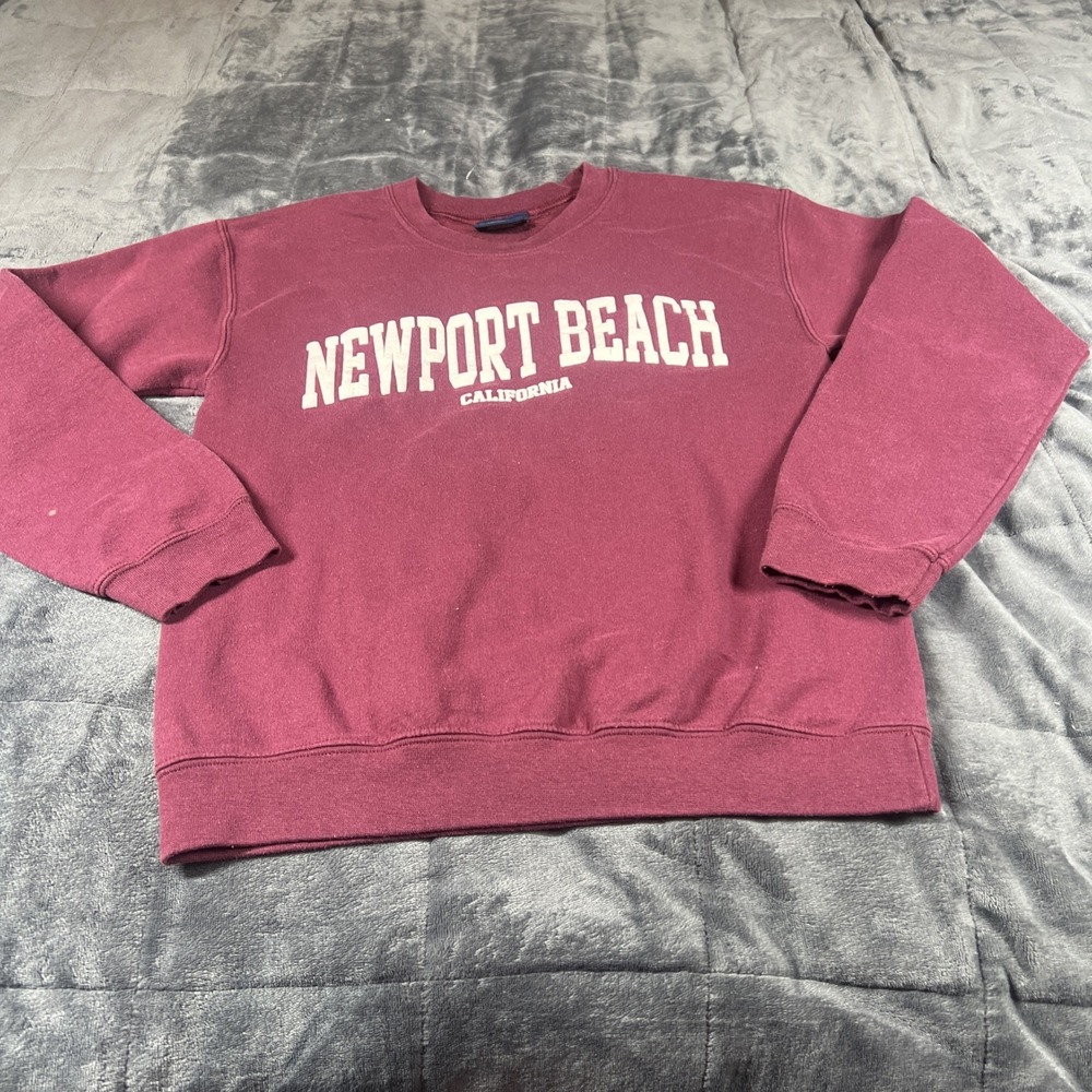 Vintage 90s‎ puff, print Newport Sweatshirt Mens Size Small Pro Weave Pullover
